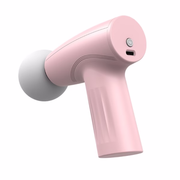 Mini Aparat de Masaj, Flippy, Tip Pistol, Incarcare USB Tip C, Portabil, Pentru Relaxare Musculara, Autonomie 120 Min, 3 Trepte de Viteza, Roz - imagine 1