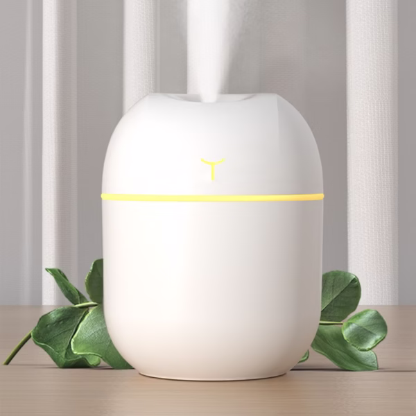 Mini Umidificator Portabil, Flippy, 2 Moduri, Aromaterapie, Silentios, Lumina Ambientala, Incarcare USB, 220 ml, 8 x 8 x 10.3 cm, Alb - imagine 4