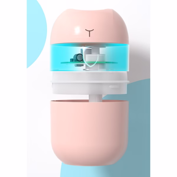 Mini Umidificator Portabil, Flippy, 2 Moduri, Aromaterapie, Silentios, Lumina Ambientala, Incarcare USB, 220 ml, 8 x 8 x 10.3 cm, Albastru - imagine 7