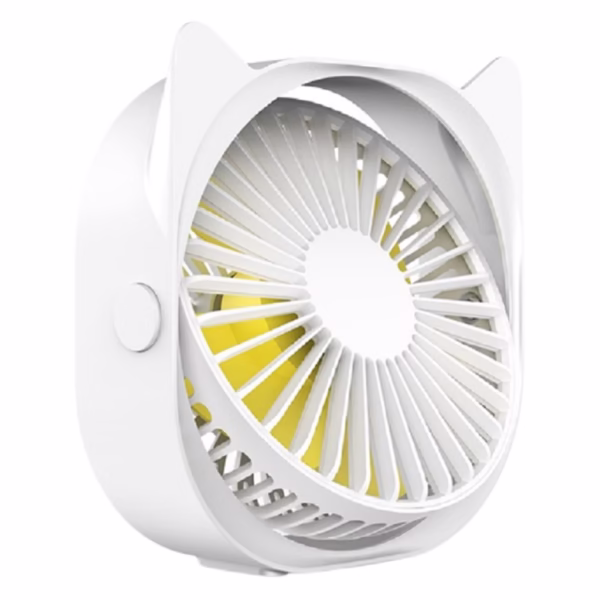 Mini ventilator pentru birou cu usb, Flippy, rotire 360 grade, 3 viteze, 13.5 x 12,8 cm, Alb - imagine 1