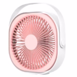 Mini ventilator pentru birou cu usb, Flippy, rotire 360 grade, 3 viteze, 1500 mA, 13.5 x 12,8, Roz