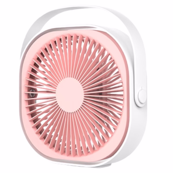 Mini ventilator pentru birou cu usb, Flippy, rotire 360 grade, 3 viteze, 4000 mA, 13.5 x 12,8, Roz - imagine 1