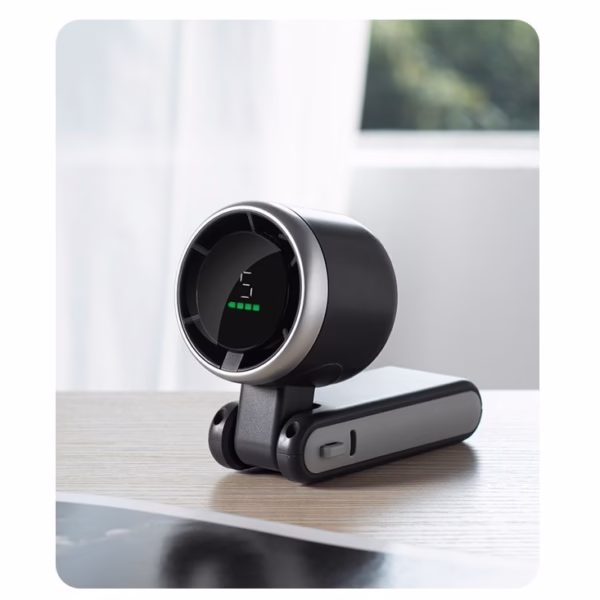 Mini Ventilator Portabil, Flippy, 5 Trepte de Viteza, Afisaj Digital, Incarcare USB, 5V, 2A, 5.95 x 5.2 x 17.2 cm, Negru - imagine 5