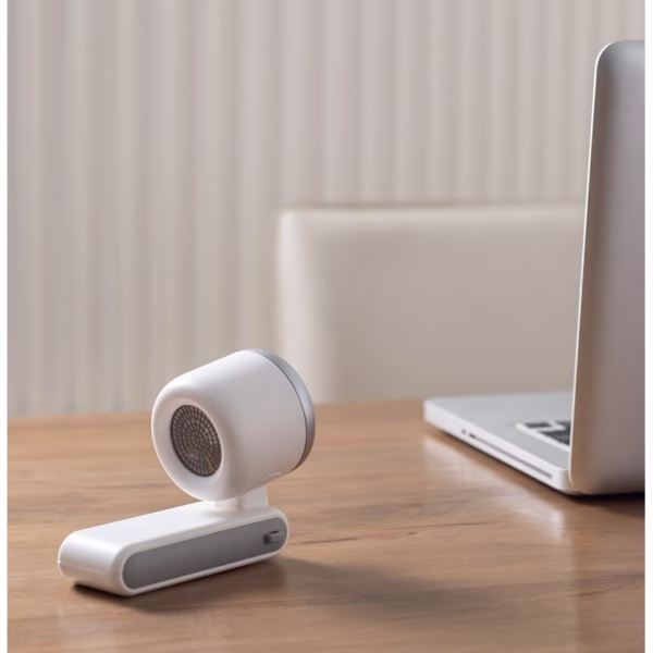 Mini Ventilator Portabil, Flippy, 5 Trepte de Viteza, Afisaj Digital, Incarcare USB, 5V, 2A, 5.95 x 5.2 x 17.2 cm, Alb - imagine 2
