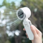 Mini Ventilator Portabil, Flippy, 5 Trepte de Viteza, Afisaj Digital, Incarcare USB, 5V, 2A, 5.95 x 5.2 x 17.2 cm, Alb - imagine 8