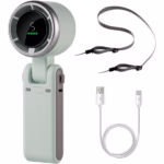 Mini Ventilator Portabil, Flippy, 5 Trepte de Viteza, Afisaj Digital, Incarcare USB, 5V, 2A, 5.95 x 5.2 x 17.2 cm, Verde - imagine 2