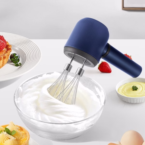 Mixer Electric fara Fir, Flippy, Mixer pentru Oua Smantana Frisca, Maner Plastic, Usor de Utilizat si Depozitat, 20 x 8.5 x 14.5 cm, Albastru Inchis - imagine 2