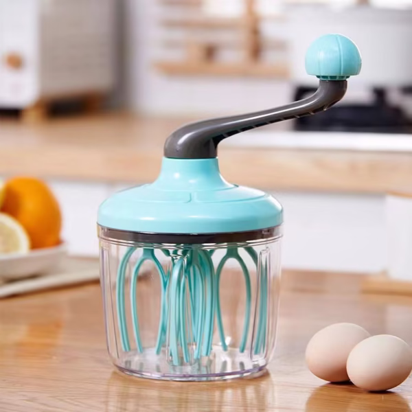 Mixer Manual, Flippy, pentru Oua Smantana Frisca Aluat, Maner Plastic, Usor de Utilizat si Depozitat, Bol Transparent, 24.5 x 11.5 cm Verde - imagine 2