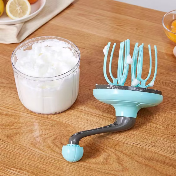 Mixer Manual, Flippy, pentru Oua Smantana Frisca Aluat, Maner Plastic, Usor de Utilizat si Depozitat, Bol Transparent, 24.5 x 11.5 cm Verde - imagine 3