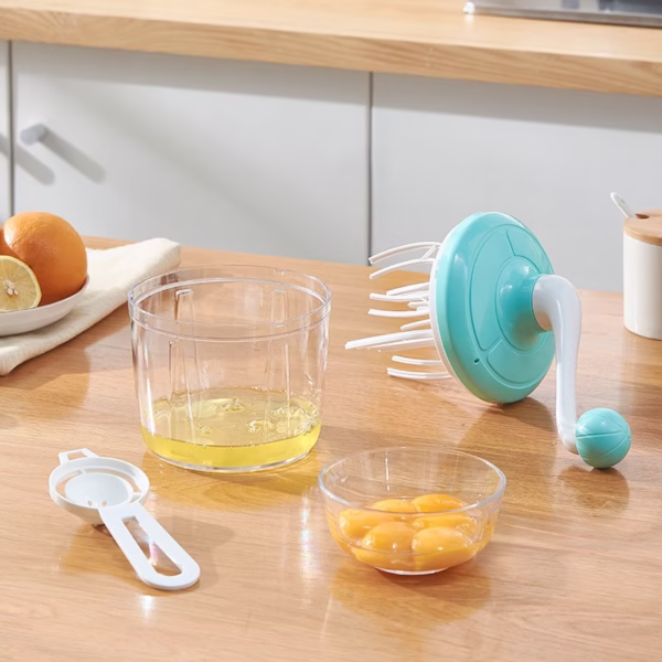 Mixer Manual, Flippy, pentru Oua Smantana Frisca Aluat, Maner Plastic, Usor de Utilizat si Depozitat, Bol Transparent, 24.5 x 11.5 cm Verde - imagine 4