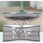 Mop Plat cu Laveta din Microfibra, Flippy, Pentru Uz Casnic, Sistem de Stoarcere X, Tija Telescopica 140 cm, Rotire 360°,38 x 140 cm, Verde - imagine 4