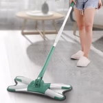 Mop Plat cu Laveta din Microfibra, Flippy, Pentru Uz Casnic, Sistem de Stoarcere X, Tija Telescopica 140 cm, Rotire 360°,38 x 140 cm, Verde - imagine 10