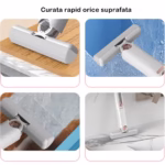 Mop de Mana Flippy, Mini-Portabil, cu Sistem de Stoarcere, Dispozitiv de Curatat Manual, cu Burete Absorbant, din PVA, 29.5 x 15.5 cm, 3 Rezerve, Alb - imagine 7