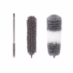 Mop din Microfibra pentru Curatenie, Flippy, Set 2 Capete Detasabil, Mop din Microfibra, Pamatuf pentru Praf, Maner Extensibil, EVA, Impachetate in Sac cu Fermoar, Gri