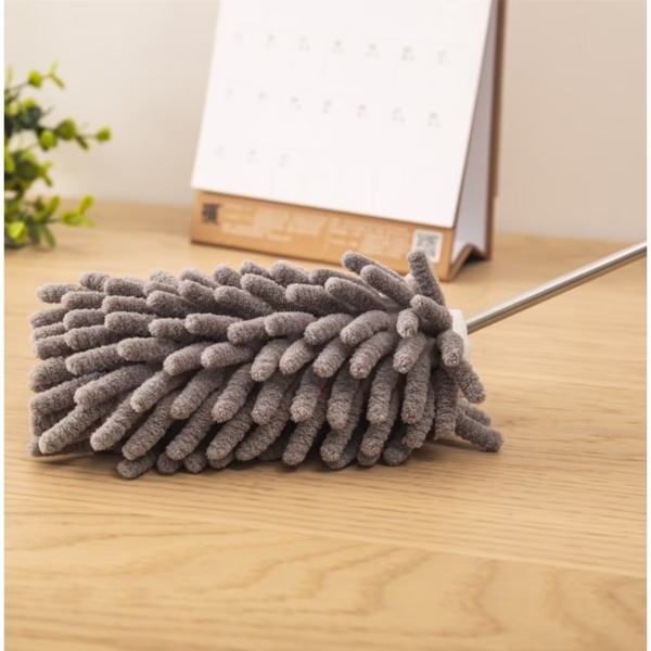 Mop din Microfibra pentru Curatenie, Flippy, Set 3 Capete Detasabil, Mop din Microfibra, Pamatuf pentru Praf, Mini Perie, Maner Extensibil, EVA, Impachetate in Sac cu Fermoar, Gri - imagine 2