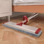 Mop Plat cu Laveta din Microfibra, Flippy, Pentru Uz Casnic, cu 2 Lavete Incluse, Sistem de Stoarcere, Tija Telescopica 130 cm, Rotire 360°, 42 x 130 cm, Rosu - imagine 3