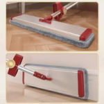 Mop Plat cu Laveta din Microfibra, Flippy, Pentru Uz Casnic, cu 2 Lavete Incluse, Sistem de Stoarcere, Tija Telescopica 130 cm, Rotire 360°, 42 x 130 cm, Rosu - imagine 7
