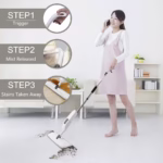 Mop plat, Flippy, cu pulverizator, pentru uz casnic, plastic, rezerva de mop din microfibra, 125x40 cm, Alb/Mov - imagine 8
