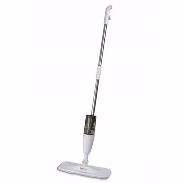 Mop plat, Flippy, cu pulverizator, pentru uz casnic, plastic, rezerva de mop din microfibra, 125x40 cm, Alb/Negru - imagine 1
