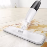 Mop plat, Flippy, cu pulverizator, pentru uz casnic, plastic, rezerva de mop din microfibra, 125x40 cm, Alb/Negru - imagine 4