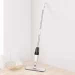 Mop plat, Flippy, cu pulverizator, pentru uz casnic, plastic, rezerva de mop din microfibra, 125x40 cm, Alb/Negru - imagine 5