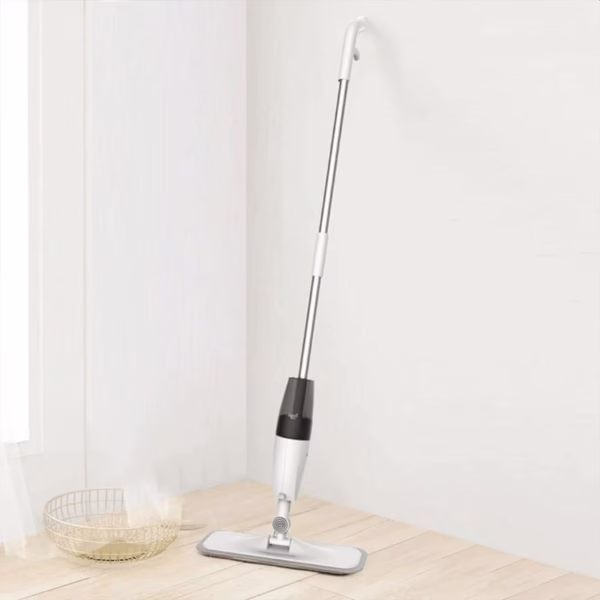 Mop plat, Flippy, cu pulverizator, pentru uz casnic, plastic, rezerva de mop din microfibra, 125x40 cm, Alb/Negru - imagine 5