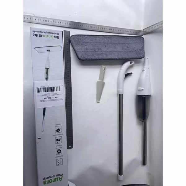 Mop plat, Flippy, cu pulverizator, pentru uz casnic, plastic, rezerva de mop din microfibra, 125x40 cm, Alb/Negru - imagine 7