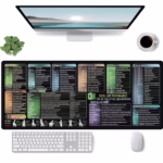 Mousepad cu Suport Tastatura, Flippy, Covoras pentru Masa de Birou cu Formule si Scurtaturi pentru Excel, Rezistent la Zgirieturi si Antiderapant 90 x 40 cm, Model 1 Negru - imagine 2