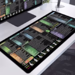 Mousepad cu Suport Tastatura, Flippy, Covoras pentru Masa de Birou cu Formule si Scurtaturi pentru Excel, Rezistent la Zgirieturi si Antiderapant 90 x 40 cm, Model 1 Negru - imagine 3