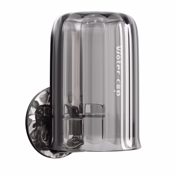 Suport Multifunctional 2 in 1, Pahar si Suport pentru Periuta de Dinti, Flippy, Plastic, Dimensiune: 10.4 x 7.3 x 7.3 cm, Gri - imagine 1