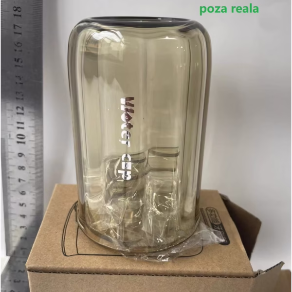 Suport Multifunctional 2 in 1, Pahar si Suport pentru Periuta de Dinti, Flippy, Plastic, Dimensiune: 10.4 x 7.3 x 7.3 cm, Maro Galbui - imagine 2