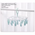 Uscator de Rufe Suspendat Flippy, cu 16 Carlige, Rotire 360 Grade, Mateiral Plastic, Usor de Depozitat, Multifunctional, 26 x 21 cm, Albastru - imagine 2
