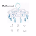 Uscator de Rufe Suspendat Flippy, cu 16 Carlige, Rotire 360 Grade, Mateiral Plastic, Usor de Depozitat, Multifunctional, 26 x 21 cm, Albastru - imagine 3