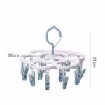Uscator de Rufe Suspendat Flippy, cu 16 Carlige, Rotire 360 Grade, Mateiral Plastic, Usor de Depozitat, Multifunctional, 26 x 21 cm, Albastru - imagine 5