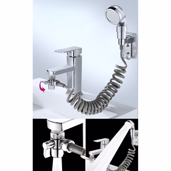 Set Extensie de Dus, Flippy, pentru Baterie Baie sau Bucatarie, 4 Piese, Filtru de Ioni Negativi, Furtun Flexibil de 1.5 Metri, Argintiu - imagine 8