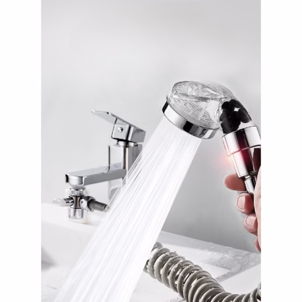 Set Extensie de Dus, Flippy, pentru Baterie Baie sau Bucatarie, 4 Piese, Filtru de Ioni Negativi, Furtun Flexibil de 1.5 Metri, Argintiu - imagine 10