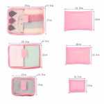 Set 6 Genți de Calatorie, Flippy, pentru Depozitare, Impermeabile, Organizator, Multifuncționale, Design cu Plasa, Pliabile, Fermoar, Dimensiuni Diferite, Roz - imagine 2