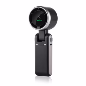 Mini Ventilator Portabil, Flippy, 5 Trepte de Viteza, Afisaj Digital, Incarcare USB, 5V, 2A, 5.95 x 5.2 x 17.2 cm, Negru