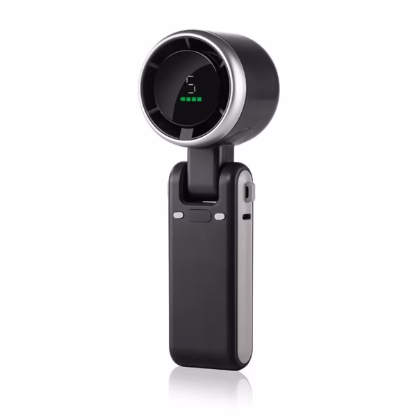 Mini Ventilator Portabil, Flippy, 5 Trepte de Viteza, Afisaj Digital, Incarcare USB, 5V, 2A, 5.95 x 5.2 x 17.2 cm, Negru - imagine 1