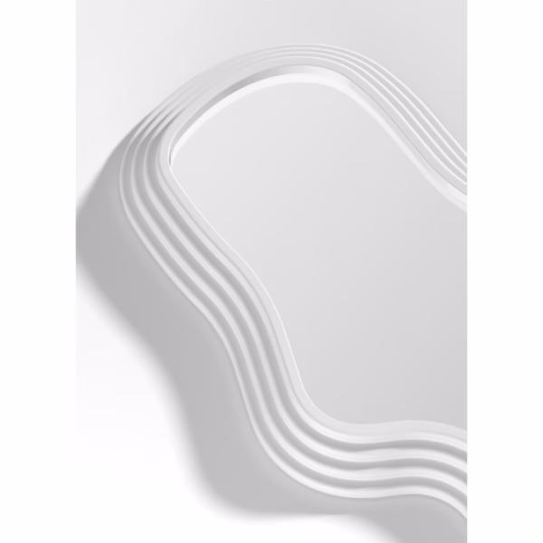 Oglinda de Perete, Flippy, Decorativa, pentru Baie, Dormitor, Sufragerie, Model Minimalist, Forma Asimetrica, 40.3x26 cm, Alb - imagine 2