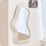 Oglinda de Perete, Flippy, Decorativa, pentru Baie, Dormitor, Sufragerie, Model Minimalist, Forma Asimetrica, 40.3x26 cm, Alb - imagine 3