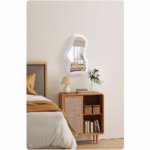 Oglinda de Perete, Flippy, Decorativa, pentru Baie, Dormitor, Sufragerie, Model Minimalist, Forma Asimetrica, 40.3x26 cm, Alb - imagine 5