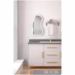 Oglinda de Perete, Flippy, Decorativa, pentru Baie, Dormitor, Sufragerie, Model Minimalist, Forma Asimetrica, 40.3x26 cm, Alb - imagine 6