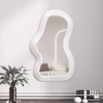 Oglinda de Perete, Flippy, Decorativa, pentru Baie, Dormitor, Sufragerie, Model Minimalist, Forma Asimetrica, 40.3x26 cm, Alb - imagine 10
