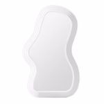Oglinda de Perete, Flippy, Decorativa, pentru Baie, Dormitor, Sufragerie, Model Minimalist, Forma Asimetrica, 40.3x26 cm, Alb