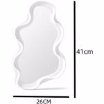 Oglinda de Perete, Flippy, Decorativa, pentru Baie, Dormitor, Sufragerie, Model Minimalist in Forma de Nor, 41x26 cm, Alb - imagine 8