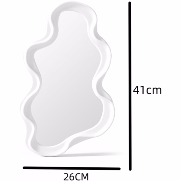 Oglinda de Perete, Flippy, Decorativa, pentru Baie, Dormitor, Sufragerie, Model Minimalist in Forma de Nor, 41x26 cm, Alb - imagine 8