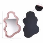 Oglinda de Perete, Flippy, Decorativa, pentru Baie, Dormitor, Sufragerie, Model Minimalist in Forma de Nor, 41x26 cm, Roz - imagine 7