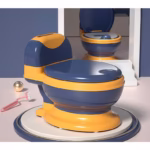 Olita Bebelusi, Flippy, pentru Copii 1 - 8 Ani, Model Toaleta Adulti, Colac Moale PVC, Compartiment Detasabil, Cutie Depozitare Hartie, 34 x 32 x 19 cm, Albastru/Portocaliu - imagine 5