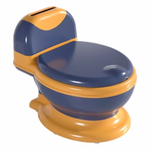 Olita Bebelusi, Flippy, pentru Copii 1 - 8 Ani, Model Toaleta Adulti, Colac Moale PVC, Compartiment Detasabil, Cutie Depozitare Hartie, 34 x 32 x 19 cm, Albastru/Portocaliu